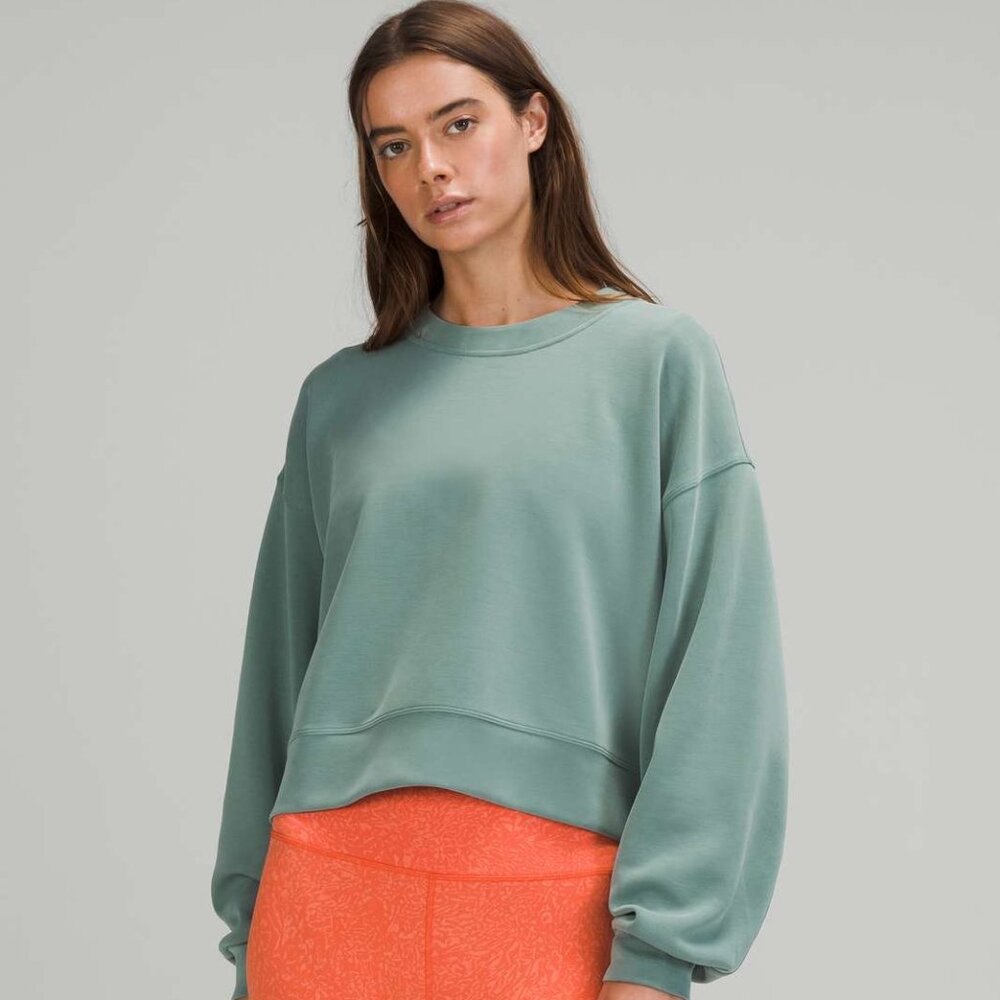 Lululemon Softstreme Perfectly Oversized Cropped Crew Sweatshirt Tidewater Teal